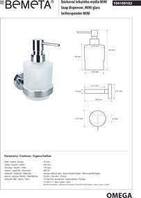Bemeta Design OMEGA: Dávkovač mydla, 200 ml - 104109102