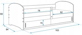 Interbeds LUKI 1 Jednolôžková detská posteľ 80x160 biela Safari