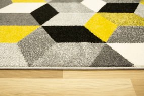 Koberec Sumatra E219 Romby Cubes žltý / sivý / krémový
