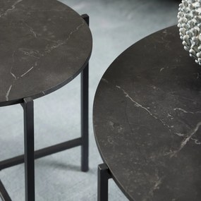 Odkládací stolek Lamoine 40 cm černý/černý mramor