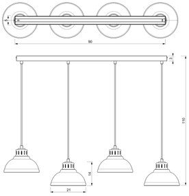 Luster na lanku SVEN 4xE27/15W/230V béžová