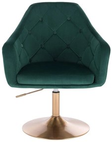 LuxuryForm DESIGN Kreslo ANDORA VELUR na zlatom tanieri - zelené