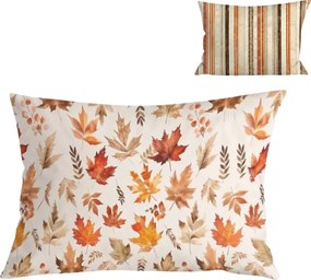 Flanelová obliečka na vankúš LEAVES & STRIPES 50x70 cm, farebný