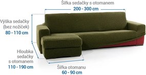 Super strečové poťahy NIAGARA zelená sedačka s otomanom vľavo (š. 200 - 300 cm)