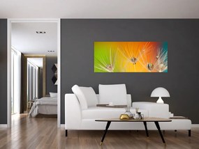 Obraz kvapiek na rastline (120x50 cm)