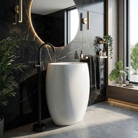 Rea Lungo, voľne stojaca umývadlová batéria, čierna matná, REA-B4302