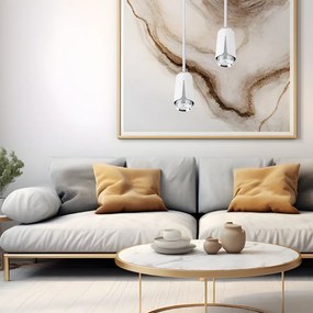 Závesné svietidlo Flower, 1x biele/chrómové kovové tienidlo