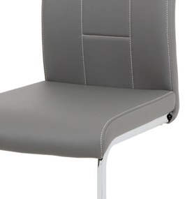 Autronic - jedálenská stolička sivá koženka / chróm - DCL-411 GREY
