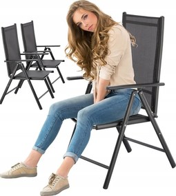 CH Polohovateľná záhradná hliníková stolička Glam II - čierna