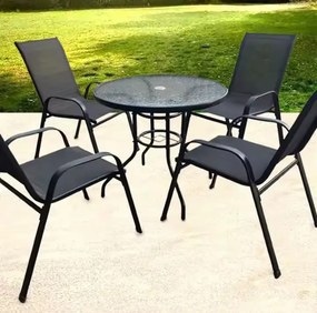 TRENDIE Zostava záhradného nábytku - 4 stoličky a stôl 80cm okrúhly