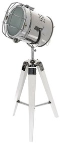 Dekorstudio Podlahová lampa TRIPOD na bielej trojnožke s chrómovaným tienidlom