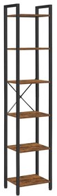 SongmicsHome Policový regál na knihy NOEL, 40x30x187,5cm, čierna/hnedá