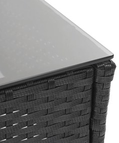 Záhradná súprava 2 kresiel, pohovky a stolíka HWC-F55 - čierna, krémové vankúše