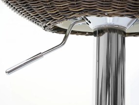 2x Barová stoličkaHWC-G26, polyratan / chróm - hnedá