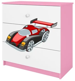 Komoda Babydreams 80 cm auto ružová