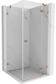 Mexen Lunar, 1-krídlový sprchový kút, pravý, 90 x 90 cm, 8mm číre sklo, medený profil, 834-090-090-65-00-P