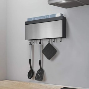 Nástenný držiak na kuchynské utierky a fólie Metaltex Tango Inox