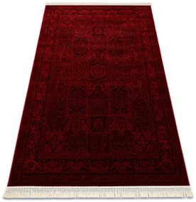 Koberec ORIENT 5365 so strapcami, rám / orientálny, bordový / čierny