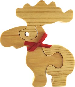 AMADEA Drevené puzzle sob, masívne drevo dvoch druhov drevín, 16 cm
