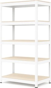 Regál 200x90x40 cm lakovaný 5-policový, nosnosť 875 kg - biely