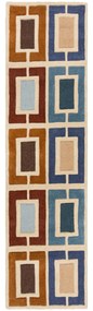 Flair Rugs, Ručne všívaný behúň Illusion Retro Blocks Blue/Multi, 60x230, viacfarebná, obývacia izba