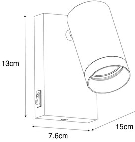 Nástenná lampa čierna so zlatom nastaviteľná s vypínačom - Jeana Luxe