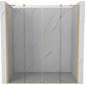 Mexen Velar L Duo, posuvné sprchové dvere do otvoru 170 cm, 8mm číre sklo, zlatá matná, 871-170-003-02-55