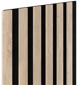 Akustické dekoračné panely SLIM, dub sonoma 3D lamely na filcovom podklade, rozmer 270 x 30 cm, IMPOL TRADE