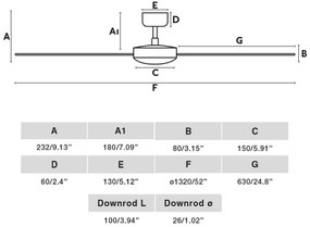 FARO 34356WT - Stropný ventilátor RUDDER L hnedá/čierna pr. 132 cm WT + DO