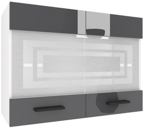 Kuchynská skrinka Belini horná 80 cm šedý lesk  INF SGW80/3/WT/S/0/B1