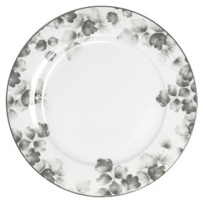 Dezertné porcelánové taniere v bielej a svetlosivej farbe v súprave 6 ks ø 19 cm Foliage gray – Villa Altachiara