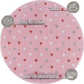 Ružový detský koberec ø 100 cm Little Hearts – Hanse Home