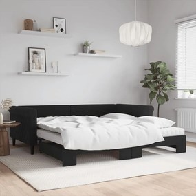 Rozkladacia denná posteľ s matracmi čierna 100x200 cm zamat 3197806