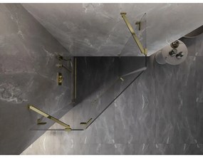 Mexen Lunar, päťuholníkový sprchový kút s ľavým sklonom 90 x 90 cm, 8mm číre sklo, zlatý profil, 831-090L-090P-50-00-L