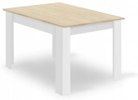 Jedálenský stôl dub sonoma / biely so štyrmi stoličkami MARK čierne / hnedé