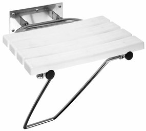 SAPHO XH001 Handicap sklopné sedátko do sprchovacieho kúta s opornou nohou, biela