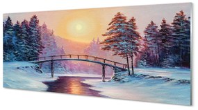 Obraz plexi Zimné stromy sneh na východ 120x60 cm