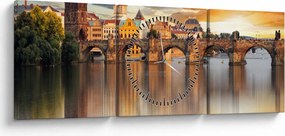 Obraz - Praha (s hodinami) (90x30 cm)