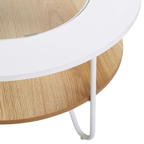 Konferenčný stolík s policou biela/svetlé drevo CHICO Beliani