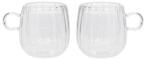 Sada dvoch šálok CEMBRA GROOVE s dvojitým dnom, priesvitné 888149 250 ml (2 ks)