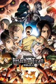 Plagát, Obraz - Attack on Titan (Shingeki no kyojin) - Season 2 Collage Key Art, (61 x 91.5 cm)