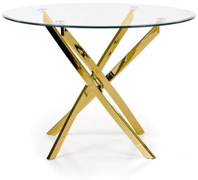 Okrúhly jedálenský stôl Remond sklo/zlatý