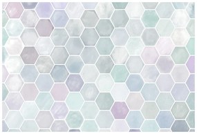Samolepiaca tapeta šedo-modrý hexagón vzor