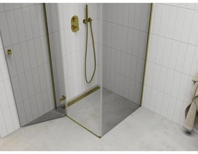Mexen Roma, sprchovací kút 90 (dvere) x 90 (stena) cm, 6mm číre sklo, zlatý profil, 854-090-090-50-00