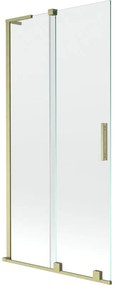 Mexen Velar L, 2-krídlová posuvná vaňová zástena 90 x 150 cm, 8mm číre sklo, zlatý matný profil, 896-090-003-01-55