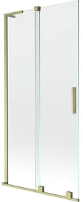 Mexen Velar L, 2-krídlová posuvná vaňová zástena 90 x 150 cm, 8mm číre sklo, zlatý matný profil, 896-090-003-01-55