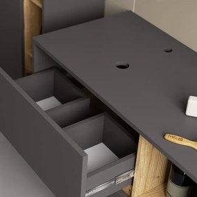 Skrinka pod umývadlo VAMI W90 2SZ grafitová / sivá / dub artisan