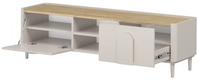 TV stolík Amilio 170 cm so zásuvkou - kašmír / olejovaný dub / úchytky kašmír