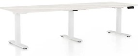 Výškovo nastaviteľný stôl OfficeTech Long, 240 x 80 cm, biela podnož, biely jaseň