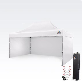 BRIMO Nožnicový stan 3x4,5 m - s 3 stenami - Biela 14